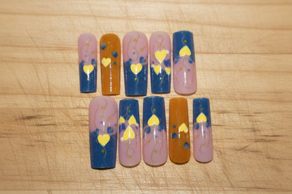 Blue/Yellow hearts - Tula Rose