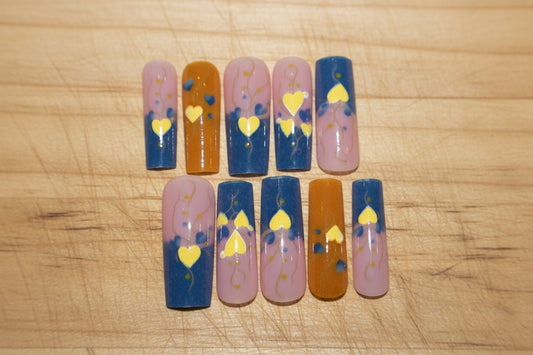 Blue/Yellow hearts - Tula Rose